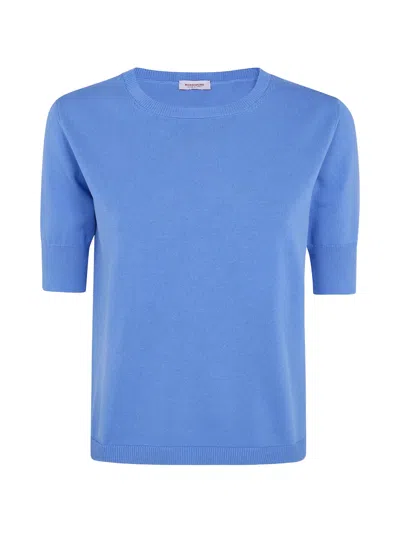 Rossopuro Short-sleeve Knitted Top In Blue