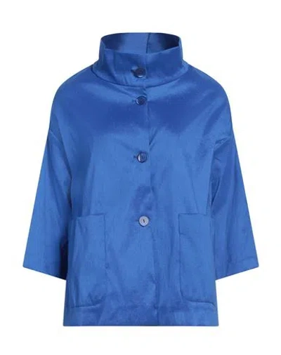 Rossopuro Woman Blazer Bright Blue Size L Polyester, Nylon, Elastane In Blue