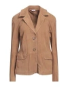 Rossopuro Woman Suit Jacket Camel Size 10 Goat Skin In Beige