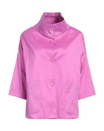 Rossopuro Woman Blazer Fuchsia Size M Polyester, Nylon, Elastane In Pink