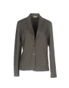 Rossopuro Woman Blazer Grey Size 8 Cotton, Elastane In Gray