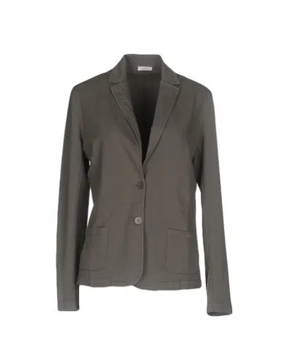 Rossopuro Woman Blazer Grey Size 8 Cotton, Elastane In Gray