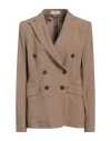 Rossopuro Woman Blazer Khaki Size 10 Viscose, Linen