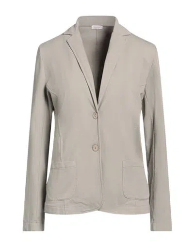 Rossopuro Woman Blazer Light Grey Size 10 Cotton, Elastane In Gray