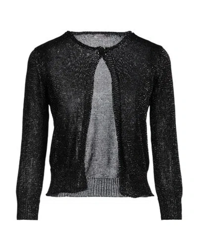 Rossopuro Woman Cardigan Black Size 10 Viscose, Polyester, Metallic Fiber