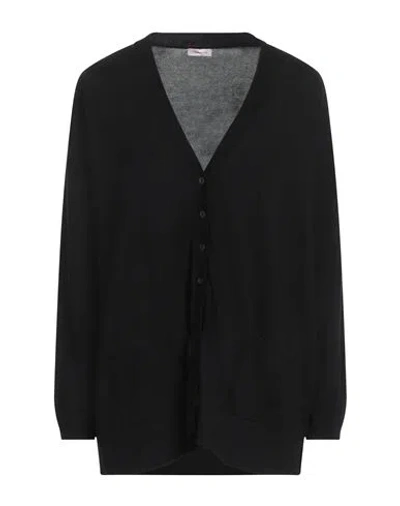 Rossopuro Woman Cardigan Black Size M Cotton In Black
