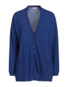 Rossopuro Woman Cardigan Bright Blue Size M Cotton