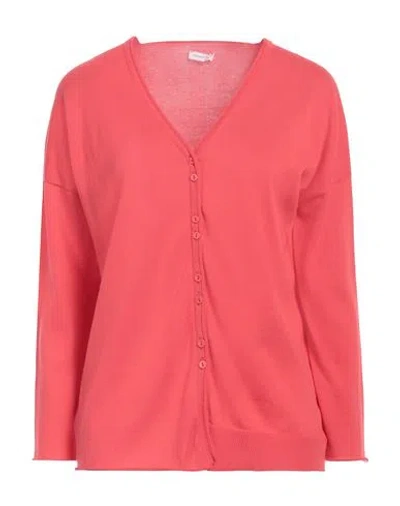 Rossopuro Woman Cardigan Coral Size S Cotton In Red