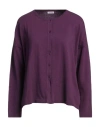 Rossopuro Woman Cardigan Purple Size Xxl Cotton