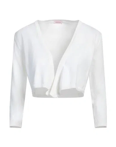 Rossopuro Woman Cardigan White Size 8 Cotton, Polyester