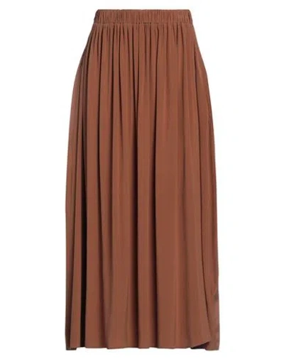 Rossopuro Woman Maxi Skirt Brown Size S Silk, Elastane