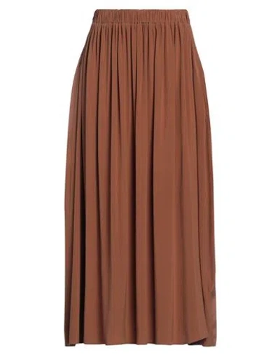 Rossopuro Woman Maxi Skirt Brown Size Xs Silk, Elastane In Brown