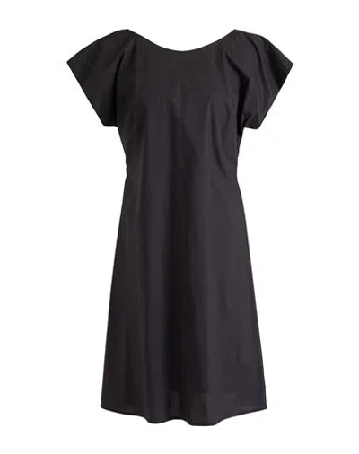 Rossopuro Woman Midi Dress Black Size S Linen In Black