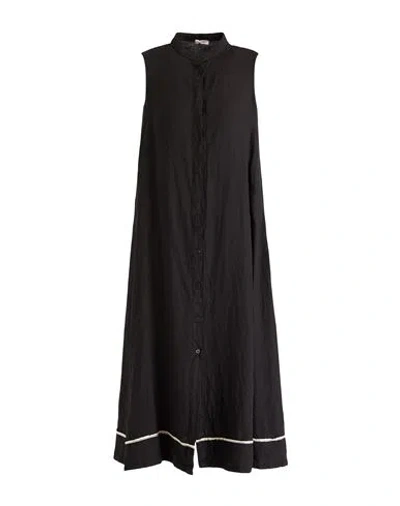 Rossopuro Woman Midi Dress Black Size S Linen