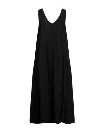 Rossopuro Woman Midi Dress Black Size Xl Linen