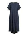 Rossopuro Woman Midi Dress Blue Size M Linen
