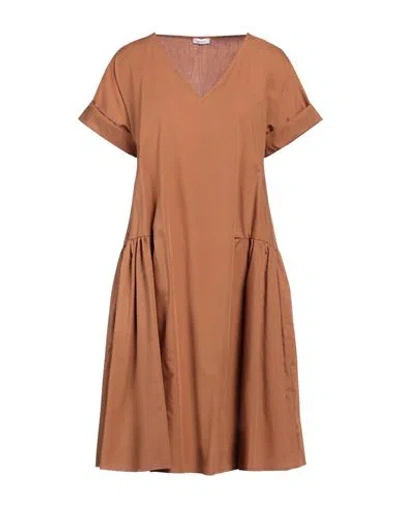 Rossopuro Woman Midi Dress Camel Size S Cotton In Brown