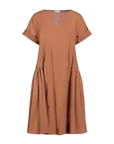 Rossopuro Woman Midi Dress Camel Size S Cotton In Beige