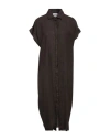 Rossopuro Woman Midi Dress Dark Brown Size S Linen In Black