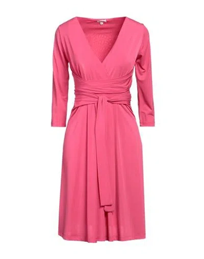 Rossopuro Woman Midi Dress Fuchsia Size L Polyester, Elastane In Pink