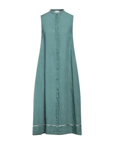 Rossopuro Woman Midi Dress Green Size S Linen