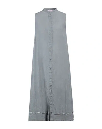 Rossopuro Woman Midi Dress Grey Size M Linen