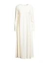 Rossopuro Woman Midi Dress Ivory Size L Wool, Cashmere