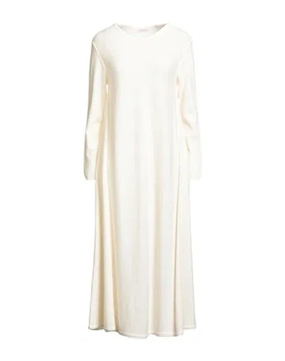 Rossopuro Woman Midi Dress Ivory Size L Wool, Cashmere
