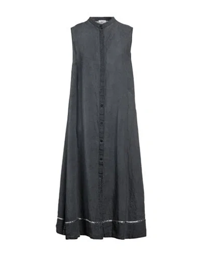 Rossopuro Woman Midi Dress Lead Size Xl Linen In Grey