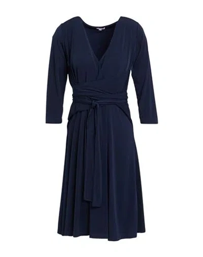 Rossopuro Woman Midi Dress Midnight Blue Size L Polyester, Elastane