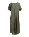 Rossopuro Woman Midi Dress Military Green Size S Linen