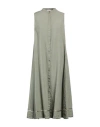 Rossopuro Woman Midi Dress Military Green Size Xl Linen In Green