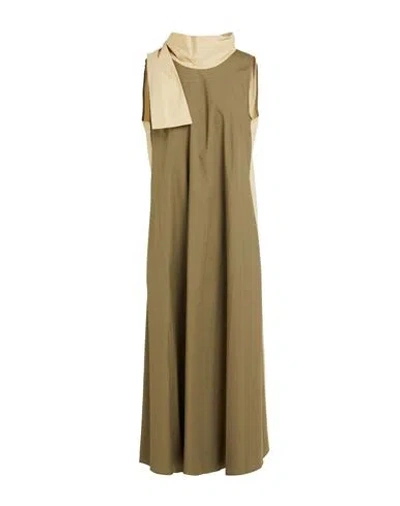 Rossopuro Woman Midi Dress Military Green Size Xl Cotton