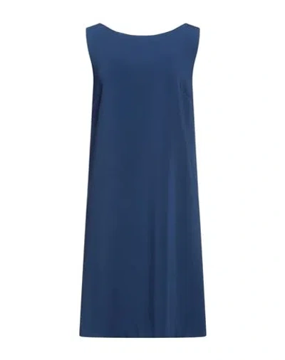Rossopuro Woman Midi Dress Navy Size S Polyester, Elastane In Navy Blue