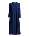 Rossopuro Woman Midi Dress Navy Size L Wool, Cashmere In Blue