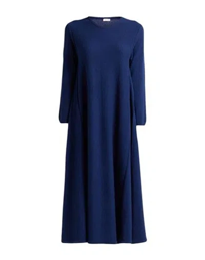 Rossopuro Woman Midi Dress Navy Size L Wool, Cashmere