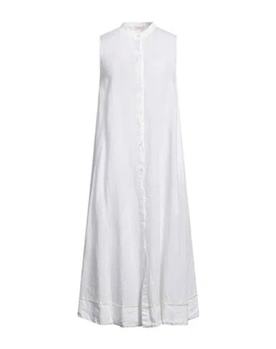 Rossopuro Woman Midi Dress Off White Size M Linen