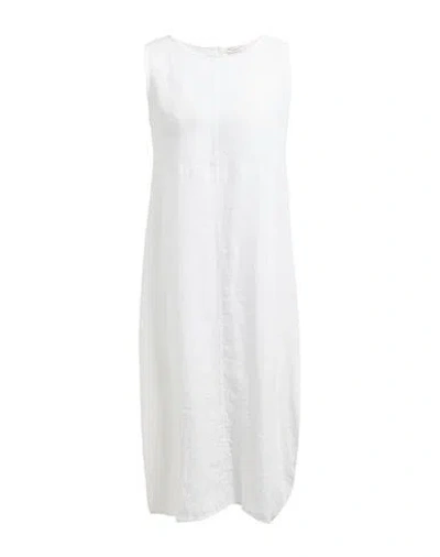 Rossopuro Woman Midi Dress Off White Size S Linen, Viscose