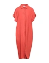 Rossopuro Woman Midi Dress Orange Size L Linen