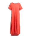 Rossopuro Woman Midi Dress Orange Size S Linen