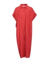 Rossopuro Woman Midi Dress Tomato Red Size Xl Linen