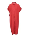 ROSSOPURO ROSSOPURO WOMAN MIDI DRESS TOMATO RED SIZE XL LINEN