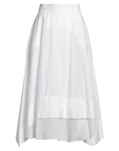 Rossopuro Woman Midi Skirt White Size S Cotton, Elastane