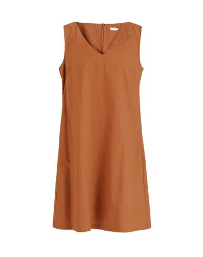 Rossopuro Woman Mini Dress Brown Size Xxl Cotton