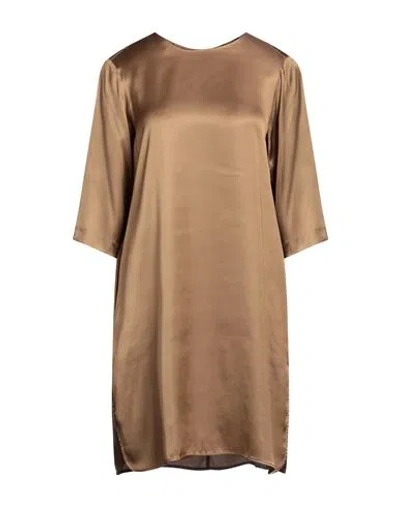 Rossopuro Woman Mini Dress Khaki Size L Viscose In Brown