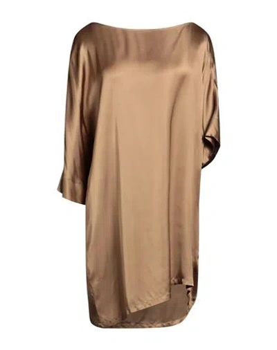 Rossopuro Woman Mini Dress Khaki Size M Viscose In Beige