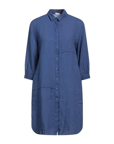 Rossopuro Woman Mini Dress Navy Blue Size S Linen