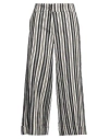 Rossopuro Woman Pants Black Size 10 Linen, Polyester, Cotton