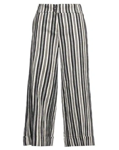 Rossopuro Woman Pants Black Size 10 Linen, Polyester, Cotton