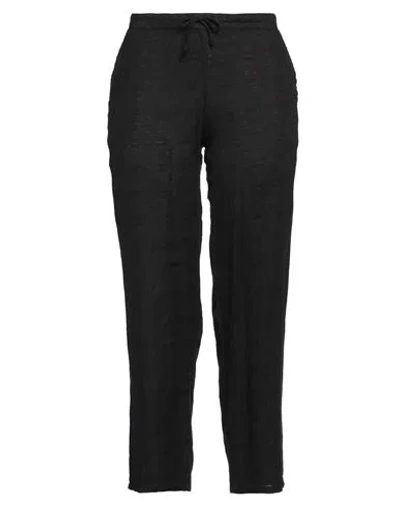 Rossopuro Woman Pants Black Size S Linen, Viscose In Black